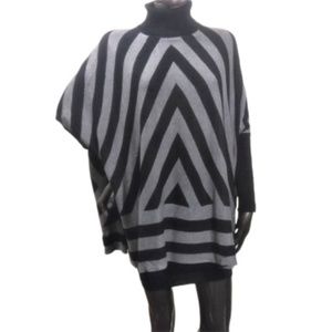 JOSEPH A. Splice Striped Poncho/Dolman Turtleneck